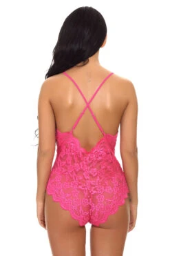 Floral Scalloped Teddy -3 Wish Sexy Shop W787 pink back
