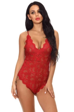 Floral Scalloped Teddy -3 Wish Sexy Shop W787 rose red front 3 27064