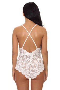 Floral Scalloped Teddy -3 Wish Sexy Shop W787 white back