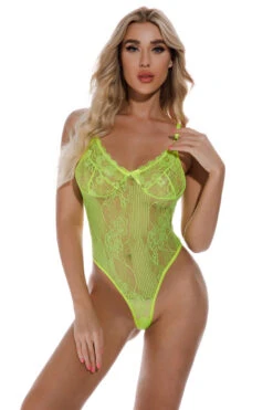 Romantic Rose Lace Teddy -3 Wish Sexy Shop W950 neon green front 2