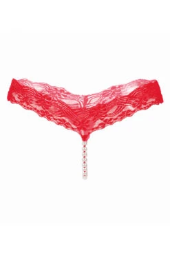 Lace Pearl Crotch Thong -3 Wish Sexy Shop WF1 2142 Red front
