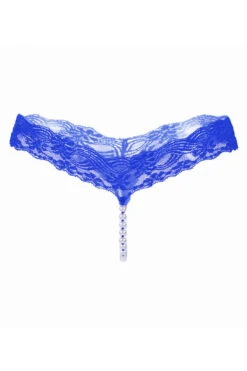 Lace Pearl Crotch Thong -3 Wish Sexy Shop WF1 2142 blue front