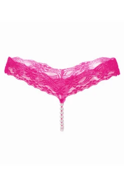Lace Pearl Crotch Thong -3 Wish Sexy Shop WF1 2142 dark pink front