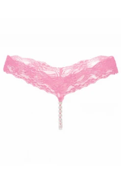 Lace Pearl Crotch Thong -3 Wish Sexy Shop WF1 2142 pink front