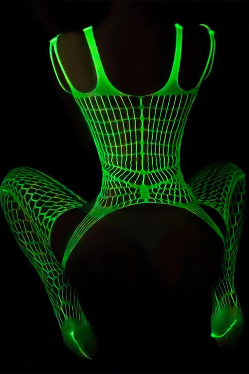 Glow In The Dark Net Cage Bodystocking 2 Glow In The Dark Net Cage Bodystocking - Image 2