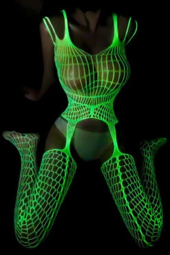 Glow In The Dark Net Cage Bodystocking 7 Glow In The Dark Net Cage Bodystocking -3 Wish Sexy Shop WF4 YG03 as shown front 4