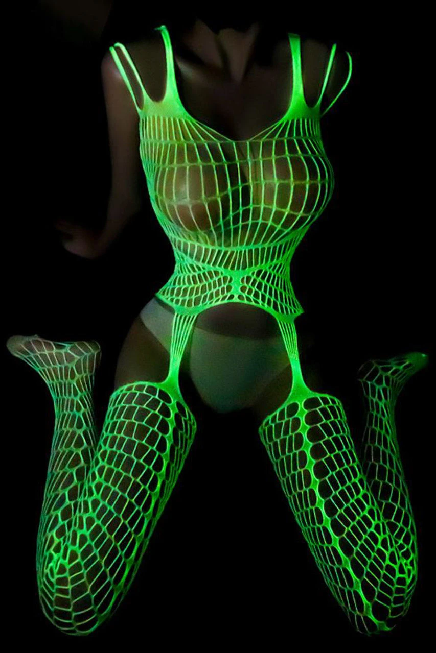 Glow In The Dark Net Cage Bodystocking 4 Glow In The Dark Net Cage Bodystocking - Image 4