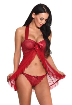 Plus Size Flutter Front Halter Babydoll -3 Wish Sexy Shop WF5 2513 Wine Red Front 1 37785126 1ca1 4040 8b3f e4c9618fc6e6