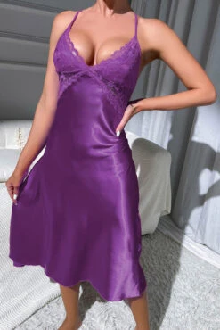 Sexy Nights Satin Chemise -3 Wish Sexy Shop WF5 2920 Purple front 2