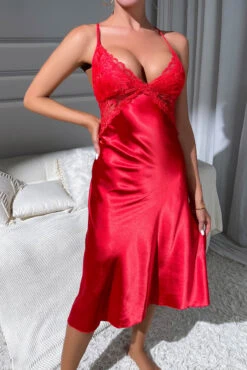 Sexy Nights Satin Chemise -3 Wish Sexy Shop WF5 2920 red front 2