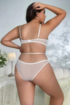 Plus Size Racy Red Mesh Bra Set 14 Plus Size Racy Red Mesh Bra Set -3 Wish Sexy Shop WF5 91200 white back