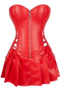 Plus Size Pleather Lingerie Dress -3 Wish Sexy Shop WF6 2065 red front