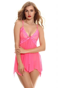 Jagged Hem Flyaway Babydoll -3 Wish Sexy Shop WF6 3277 pink front 1