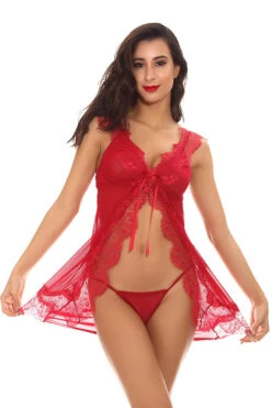 Scalloped Flyaway Babydoll 7 Scalloped Flyaway Babydoll -3 Wish Sexy Shop WF6 3292 red front 3