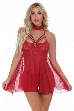 Be Mine Babydoll Lingerie -3 Wish Sexy Shop WF6 4080 red front 3