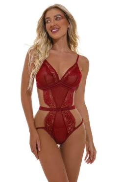 Vintage Strappy Teddy -3 Wish Sexy Shop WF6 4087 red front 2