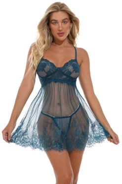 Lace Romance Babydoll -3 Wish Sexy Shop WF6 4102 green front 3