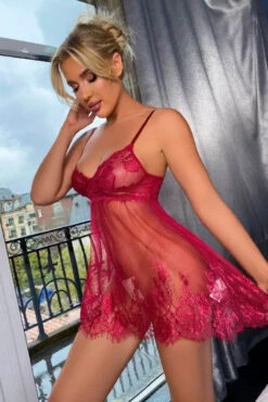 Lace Romance Babydoll -3 Wish Sexy Shop WF6 4102 red front 1