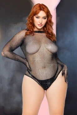 Plus Size Black Glitter Teddy