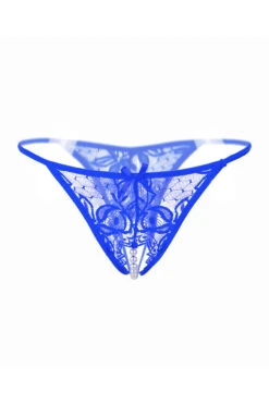 Embroidered Mesh Pearl Thong -3 Wish Sexy Shop WFP2 2144 blue front
