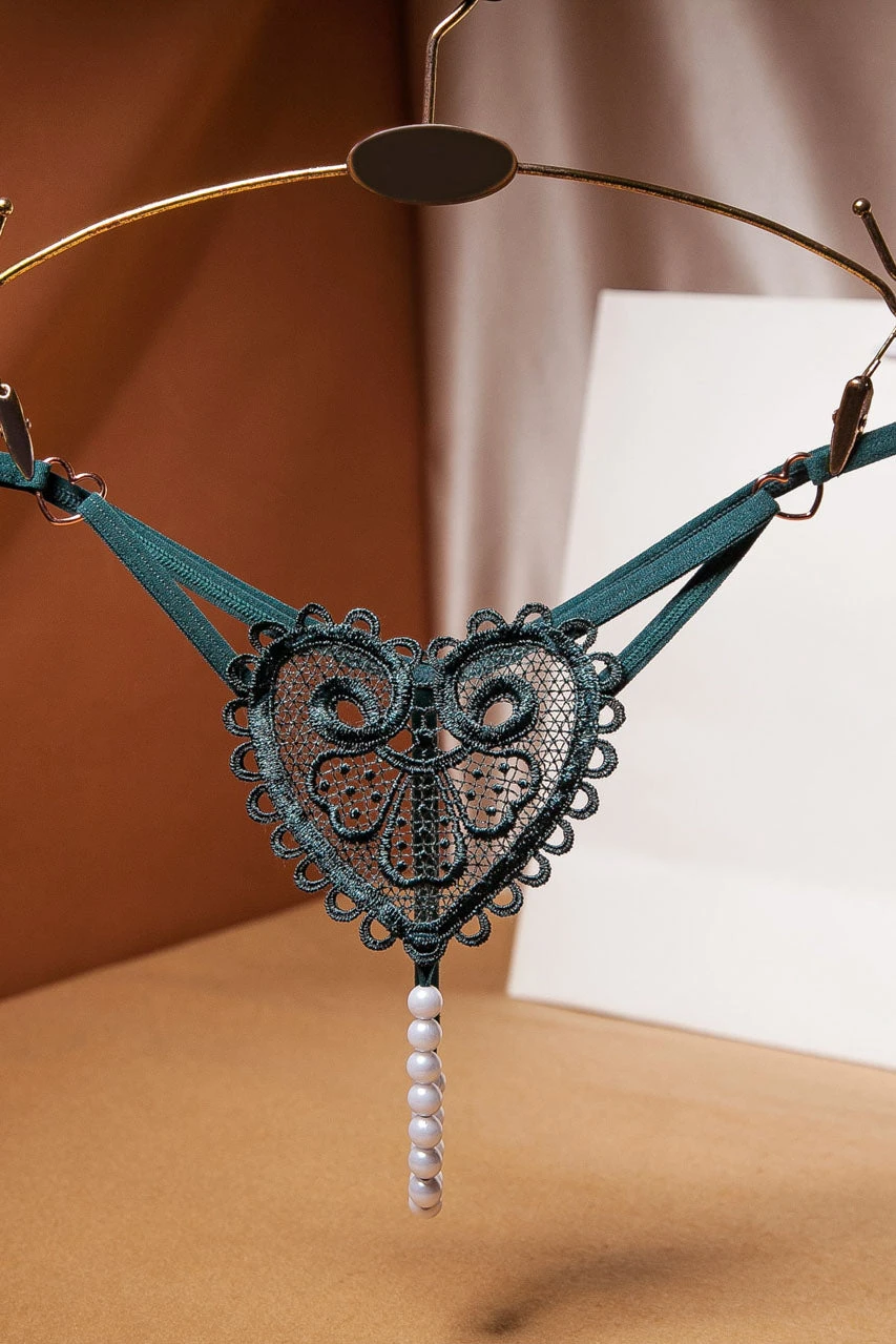 Heart Charm Crotchless Pearl G-String 3 Heart Charm Crotchless Pearl G-String - Image 3