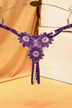Daisy Crotchless Pearl Thong 11 Daisy Crotchless Pearl Thong -3 Wish Sexy Shop WFP2 2266 purple front