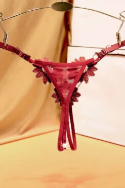 Daisy Crotchless Pearl Thong 15 Daisy Crotchless Pearl Thong -3 Wish Sexy Shop WFP2 2266 wine red back