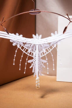 Embroidered Fringe Pearl Thong 14 Embroidered Fringe Pearl Thong -3 Wish Sexy Shop WFP2 2275 white back