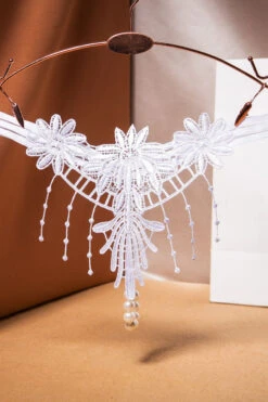 Embroidered Fringe Pearl Thong 13 Embroidered Fringe Pearl Thong -3 Wish Sexy Shop WFP2 2275 white front