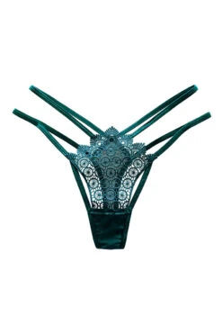 Strappy Geo Embroidered Thong -3 Wish Sexy Shop WFP2 2280 dark green front