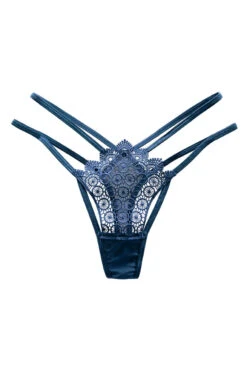 Strappy Geo Embroidered Thong -3 Wish Sexy Shop WFP2 2280 grey blue front
