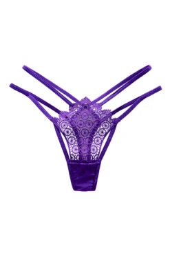 Strappy Geo Embroidered Thong -3 Wish Sexy Shop WFP2 2280 purple fron