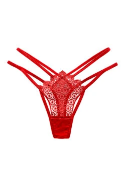 Strappy Geo Embroidered Thong -3 Wish Sexy Shop WFP2 2280 red front