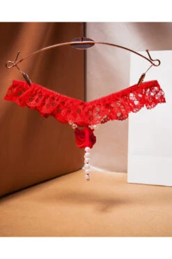 Rose And Ruffle Pearl Crotch G-String -3 Wish Sexy Shop WFP2 2281 color back