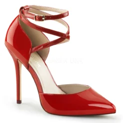 PLEASER 5" Stiletto Red W- Hidden Platform D'Orsay Pump*