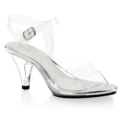 Clear 3" Heel Ankle Strap Sandal