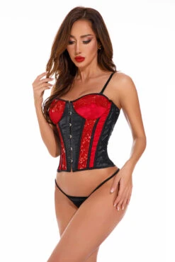 Coquette Red Sequin Bustier -3 Wish Sexy Shop cq3605 front 2