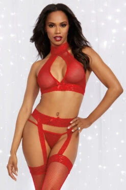 Dreamgirl Rogue Rouge Bra And Garter Set