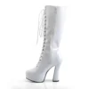 PLEASER 5" Heel Lace-Up White Knee High Boots*