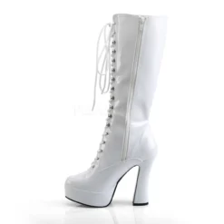 PLEASER 5" Heel Lace-Up White Knee High Boots*