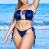 Plus Size Blue Shimmer Cinched Bikini