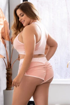 Plus Size Lounge Around Pajama Set -3 Wish Sexy Shop ep7389x rose back