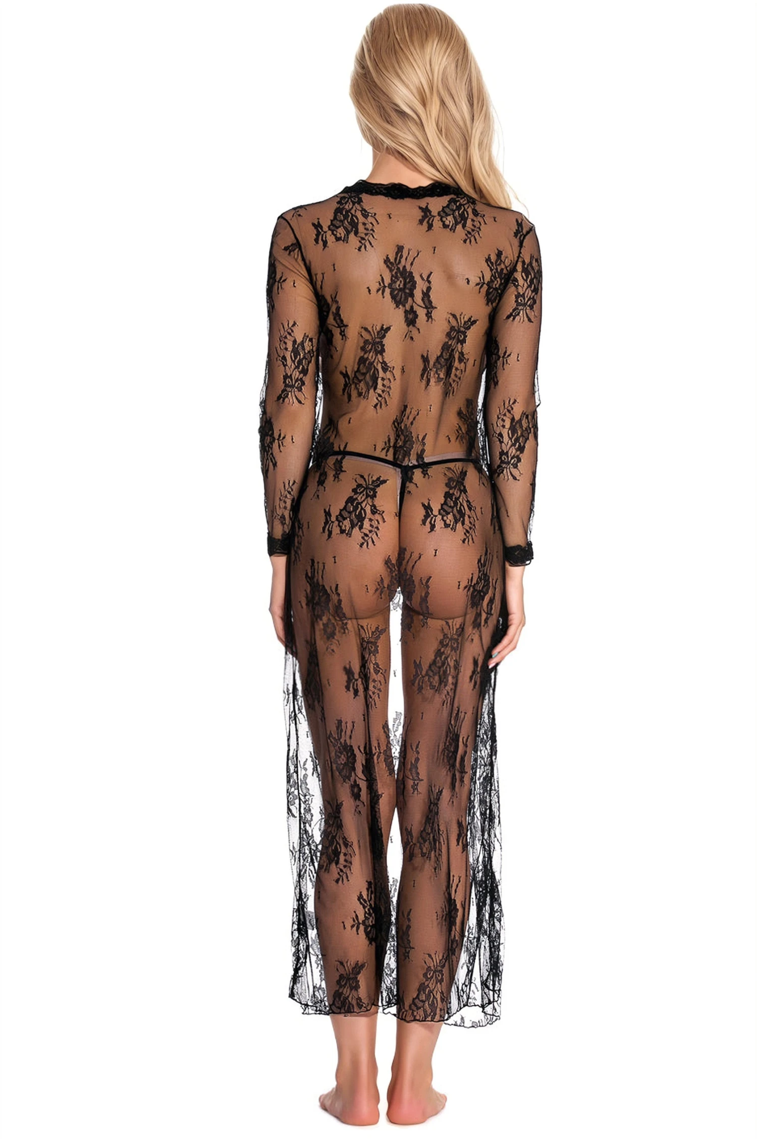 Long Floral Lace Robe 4 Long Floral Lace Robe - Image 4