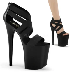 PLEASER 8" Black Faux Leather Heels*