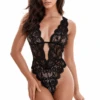 Strappy Back Lace Teddy With Cut Outs