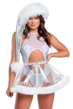 Vinyl And Fur Trimmed Skater Skirt