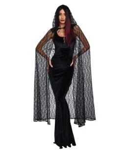 Dreamgirl Black Lace Cape With Hood