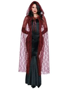 Dreamgirl Black Lace Cape With Hood 5 Dreamgirl Black Lace Cape With Hood -3 Wish Sexy Shop lace cape with hood costume accessory dreamgirl costume one size garnet 512566