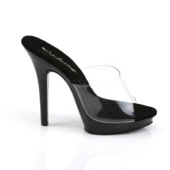 Women's Clear-Black 5" Heel Platform Slide -3 Wish Sexy Shop lip 101 c b13 33708