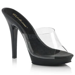 Women's Clear-Black 5" Heel Platform Slide